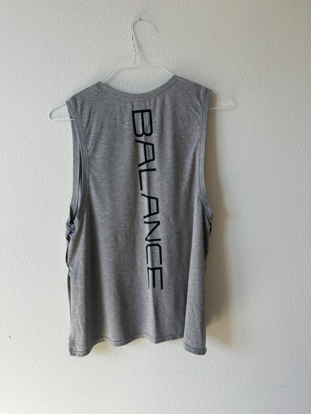 New Balance Heathered Gray Muscle Tank | Vertical Graphic Back | Loose Fit M